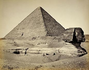 Die Große Pyramide (Cheops bzw. Khufu-Pyramide) und Große Sphinx von Gizeh, 1858
