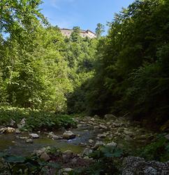 Schloss Gutenberg vom Buchbauersteg gesehen