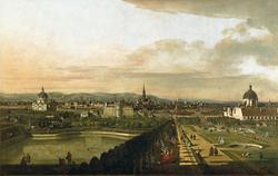 Wien vom Belvedere aus gesehen. Gemälde von Bernardo Bellotto, gen. Canaletto. Öl auf Leinwand. 1758/61.