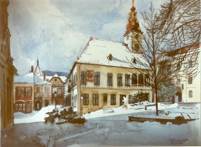 Bild 'Mödling,_Hauptplatz_im_Winter_I_1986-33_'