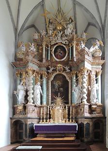 Altarbild: Heiliger Joseph, Aufsatzbild: Madonna