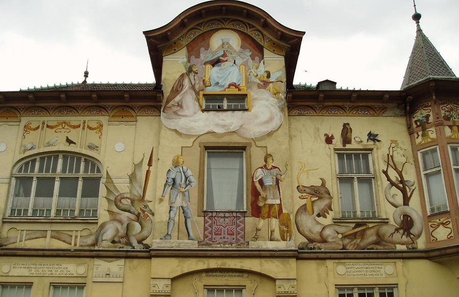 Bemaltes Erkerhaus, Fassadendetail