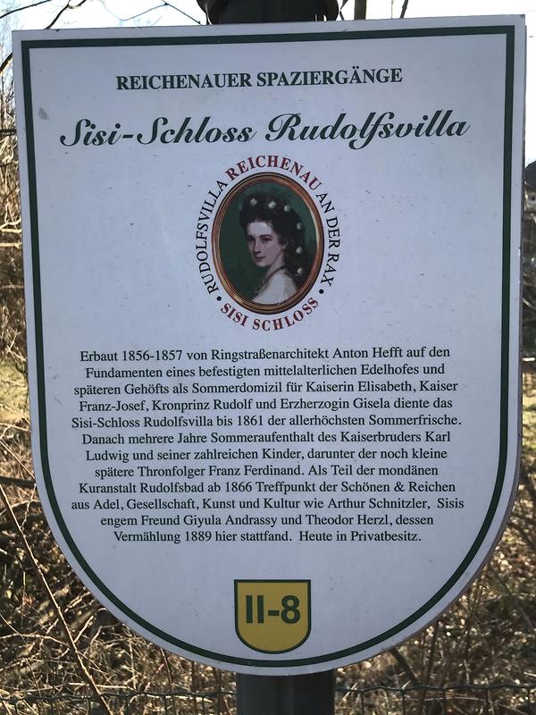 Rudolfsvilla, Hinweisschild