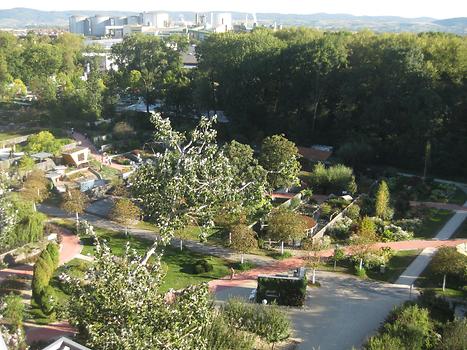 Blick vom Baumwipfelweg auf Garten Tulln