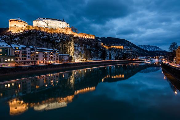 Kufstein - Blick vom Inn auf die Festung