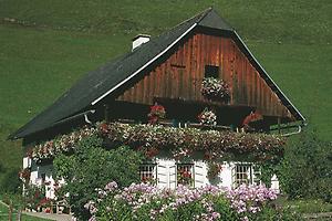 Aflenz Haus mit Blumenschmuck