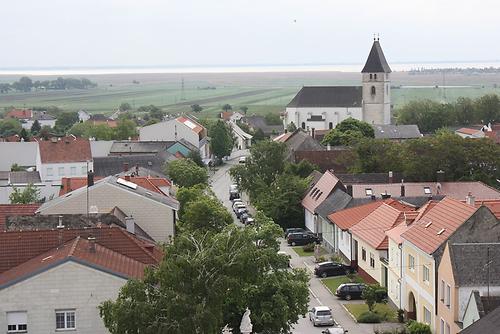 Blick auf die Pfarrkirche Breitenbrunn am Neusiedler See Bilder im