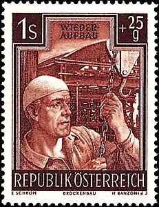 Briefmarke Wiederaufbau Brückenbau