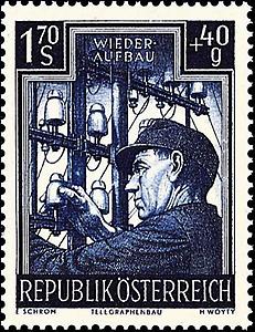 Briefmarke Wiederaufbau Telegraphenbau