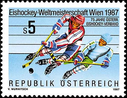 EishockeyWeltmeisterschaft 1987 Briefmarken Kunst und Kultur im