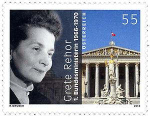 Briefmarke, 100. Geburtstag von Grete Rehor