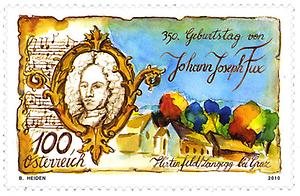 Briefmarke, 350. Geburtstag von Johann Joseph Fux