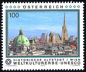 Briefmarke, Weltkulturerbe UNESCO - Historisches Zentrum von Wien