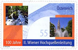 Briefmarke, 100 Jahre II. Wiener Hochquellenleitung