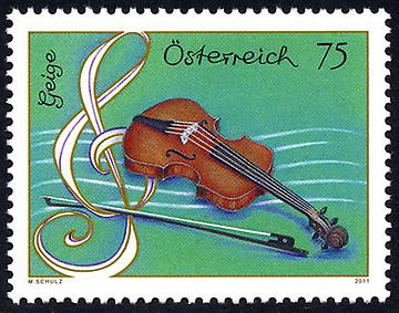 Briefmarke, Musikinstrumente: Geige