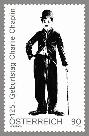 Briefmarke, 125. Geburtstag Charlie Chaplin