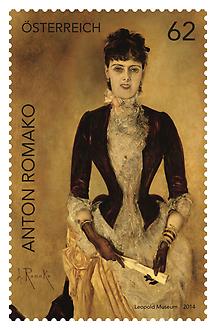 Briefmarke, Anton Romako – Bildnis Isabella Reisser