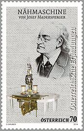 Briefmarke, Nähmaschine – Josef Madersperger