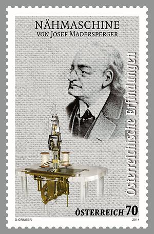 Briefmarke, Nähmaschine – Josef Madersperger