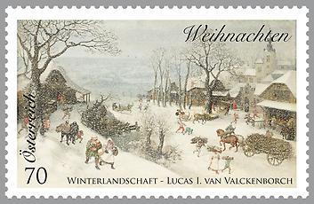 Briefmarke, Winterlandschaft – Lucas I. van Valckenborch
