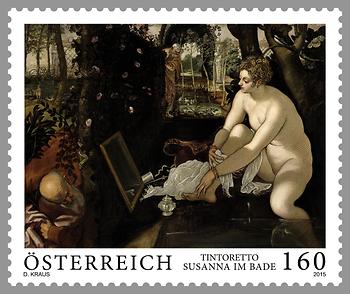 Briefmarke, Tintoretto – Susanna im Bade