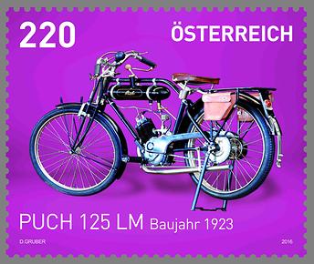 Briefmarke, Puch 125 LM Baujahr 1923