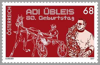 Briefmarke, 80. Geburtstag Adi Übleis
