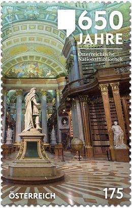 Briefmarke, 650 Jahre Österreichische Nationalbibliothek