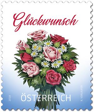 Briefmarke, Glückwunsch Blumenstrauß