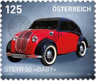 Briefmarke, Steyr Typ 50 „Baby“