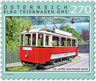 Briefmarke, 125 Jahre Gmundner Straßenbahn
