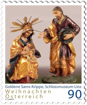 Briefmarke, Weihnachten 2019 – Goldene Sams-Krippe