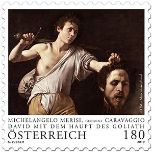 Briefmarke, Michelangelo Merisi, genannt Caravaggio – David mit dem Haupt des Goliath