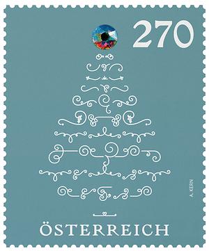 Briefmarke, Weihnachtsbaum mit Kristall