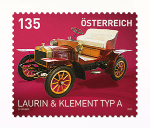 Briefmarke, Laurin & Klement Typ A 1,35