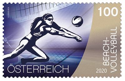 Briefmarke, Sport und Ball - Beachvolleyball