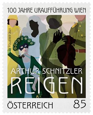 Briefmarke, 100 Jahre Schnitzlers Skandalstück „Reigen“ in Wien