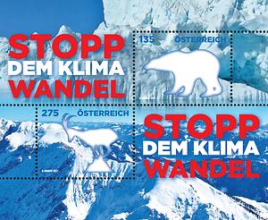 Briefmarke, Stopp dem Klimawandel – Sondermarke mit Appell an Österreich und die Welt