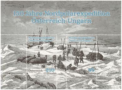 Briefmarke, 150 Jahre Österreichisch-Ungarische Nordpolarexpedition 1872–1874