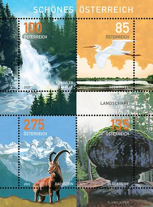 Briefmarke, Landschaft: Wunderbare Orte in Österreich