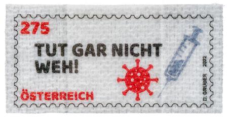 Briefmarke, Pflaster: Die dritte Corona-Briefmarke „Tut gar nicht weh!“