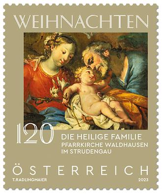 Briefmarke, Weihnachten – Hl. Familie, Pfarrkirche Waldhausen im Strudengau