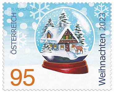 Briefmarke, Weihnachten – Schneekugel