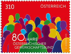 Briefmarke, 80 Jahre Österreichischer Gewerkschaftsbund