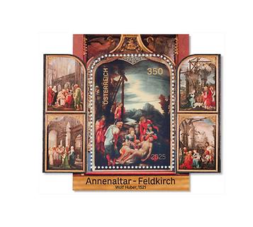 Briefmarke, Annenaltar von Wolf Huber, Dom St. Nikolaus, Feldkirch Briefmarke, Annenaltar von Wolf Huber, Dom St. Nikolaus, Feldkirch