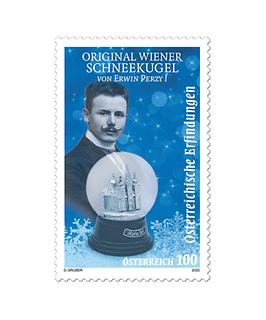 Briefmarke, Erwin Perzy I – Original Wiener Schneekugel Briefmarke, Erwin Perzy I – Original Wiener Schneekugel