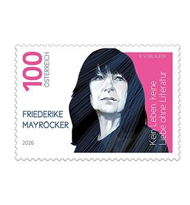 Briefmarke, Friederike Mayröcker - Grande Dame der Literatur