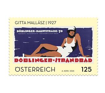 Briefmarke, Gitta Mallász – Döblinger Strandbad, 1927