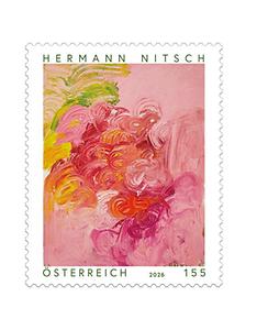 Briefmarke, Hermann Nitsch – Schüttbild, 2020 - Kunst für alle Sinne