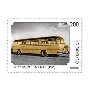 Briefmarke, Steyr Saurer 4 SHFN-OL - Mobilität für alle Briefmarke, Steyr Saurer 4 SHFN-OL - Mobilität für alle